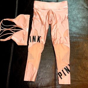 Victoria’s Secret Pink leggings and sports Bra. Color pink, size S both.